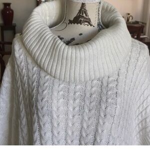 Black Rivet Ivory Cable Knit Cowl Neck Sweater